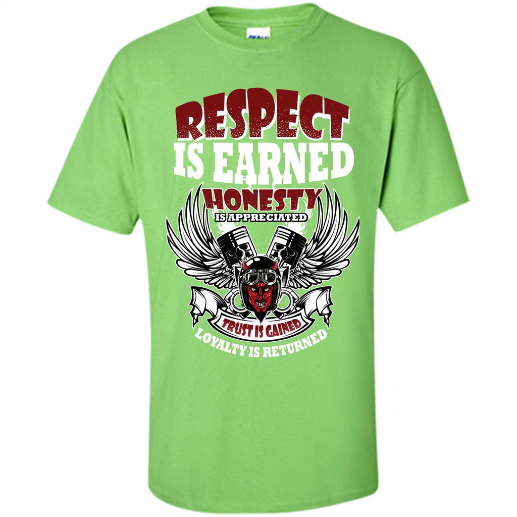 Motor T-shirt Trust Is Gained Loyalty Is Returned Lime