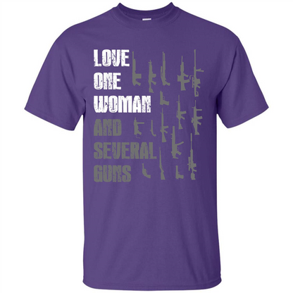 Gun T-shirt Love One Woman And Several Guns T-shirt Purple