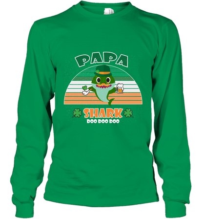 Irish Papa Shark Saint Patricks Day Family Shirt Long Sleeve T-Shirt Irish Green