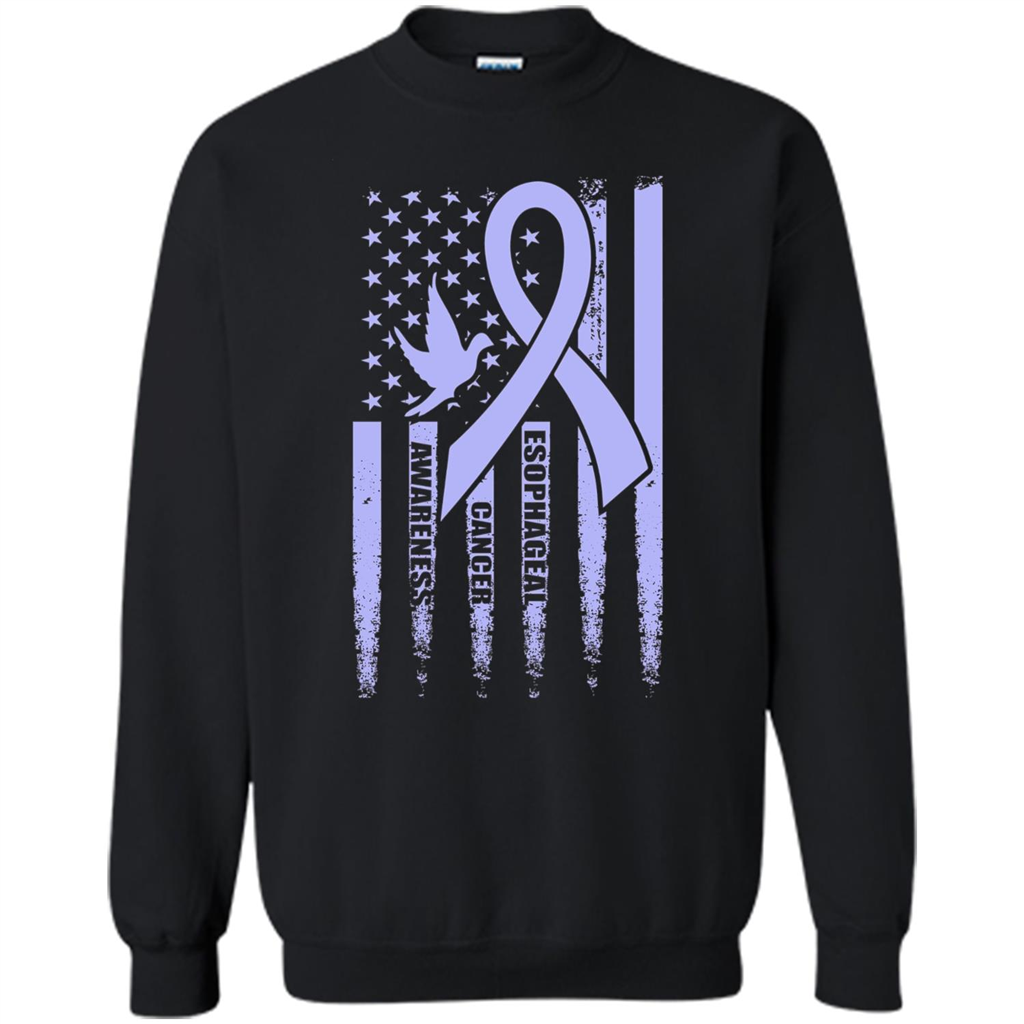 Esophageal Cancer USA Flag Periwinkle Ribbon and Dove T-shirt Black