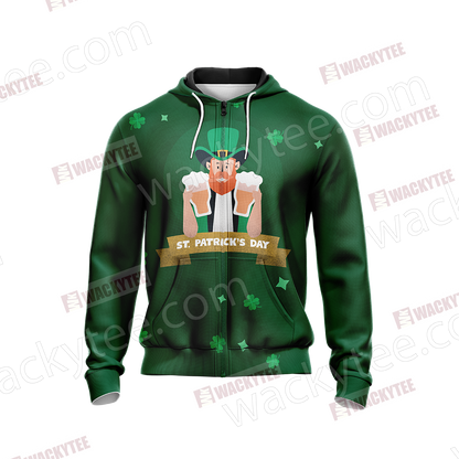 St. Patrick I've Been Irish For Many Beers Unisex Zip Up Hoodie Jacket