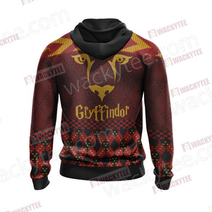 Harry Potter - Gryffindor House Xmas Style Unisex Zip Up Hoodie
