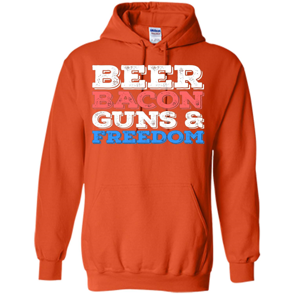 Beer Bacon Guns And Freedom T-Shirt Fourth of July Gift Orange