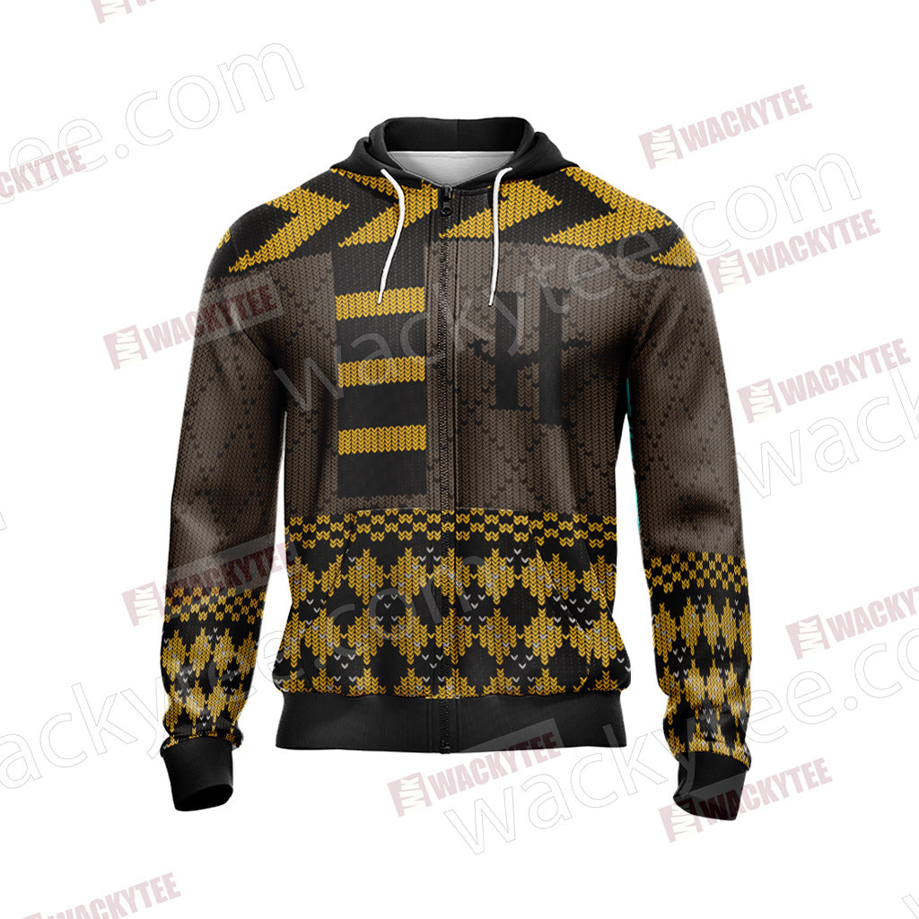 Harry Potter - Hufflepuff House Xmas Style Unisex Zip Up Hoodie