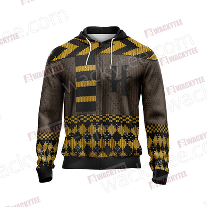 Harry Potter - Hufflepuff House Xmas Style Unisex Zip Up Hoodie