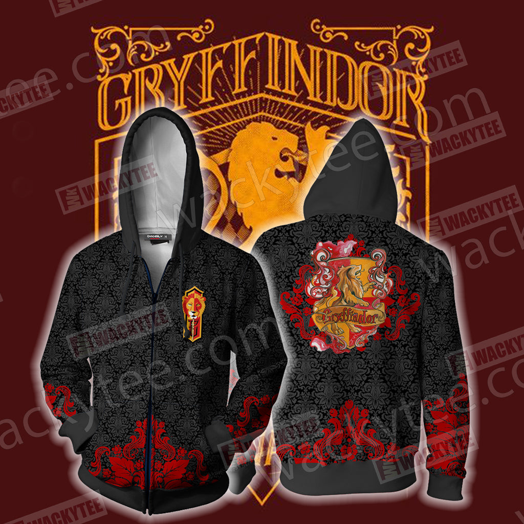 Brave Like A Gryffindor Harry Potter Wacky Style Zip Up Hoodie 4XL