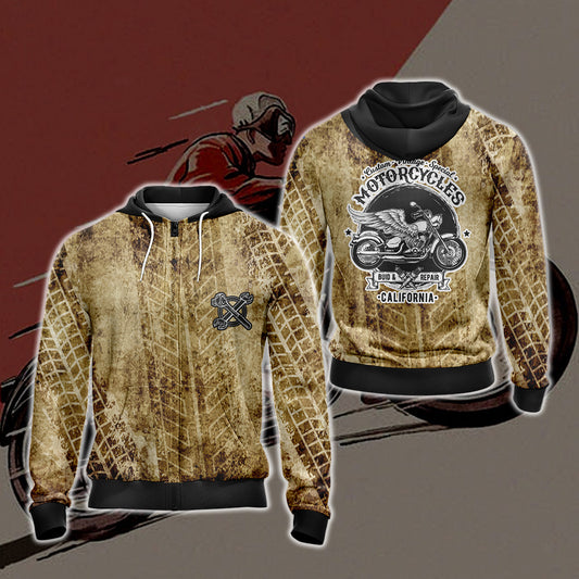 Custom Vintage Special Motorcycle Unisex Zip Up Hoodie Jacket 4XL