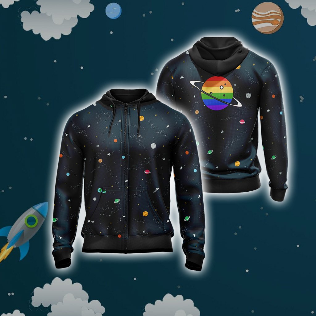 LGBT Rainbow Galaxy Sky Unisex Zip Up Hoodie 4XL