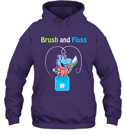 Brush Floss Hippo Shirt Hoodie Hoodie Purple