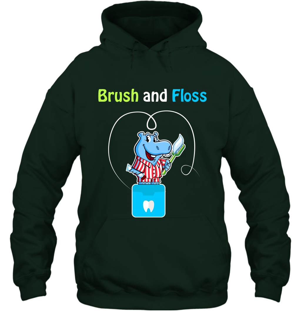Brush Floss Hippo Shirt Hoodie Hoodie Forest