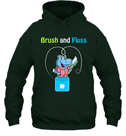 Brush Floss Hippo Shirt Hoodie Hoodie Forest