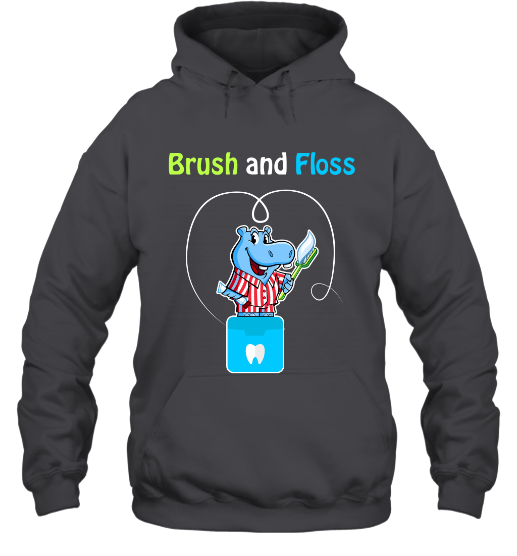 Brush Floss Hippo Shirt Hoodie Hoodie Dark Heather