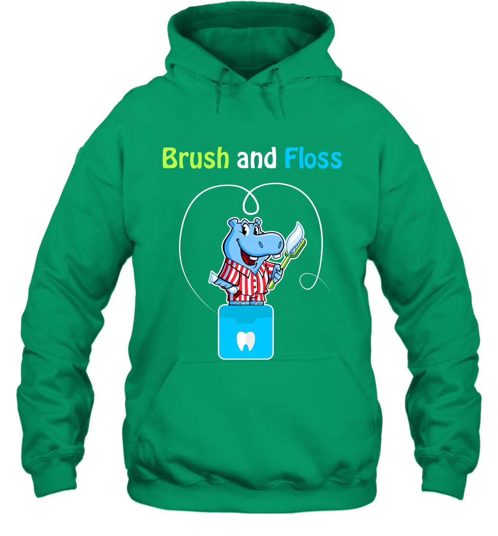Brush Floss Hippo Shirt Hoodie Hoodie Irish