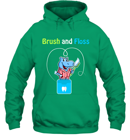 Brush Floss Hippo Shirt Hoodie Hoodie Irish
