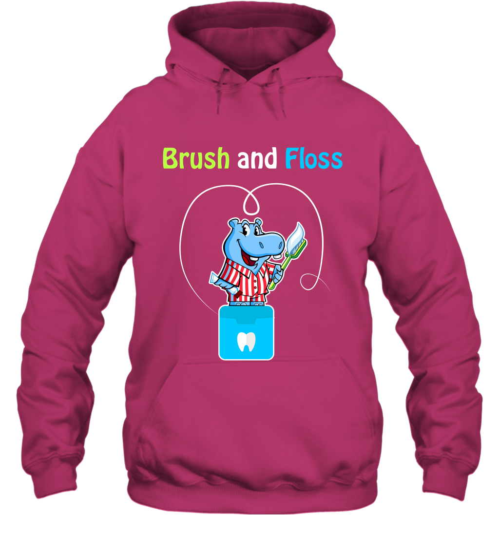 Brush Floss Hippo Shirt Hoodie Hoodie Heliconia