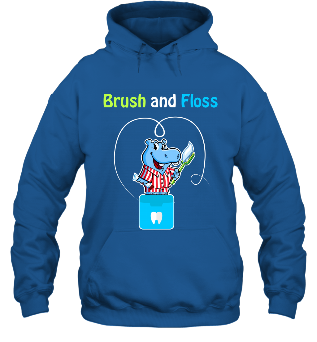 Brush Floss Hippo Shirt Hoodie Hoodie Royal