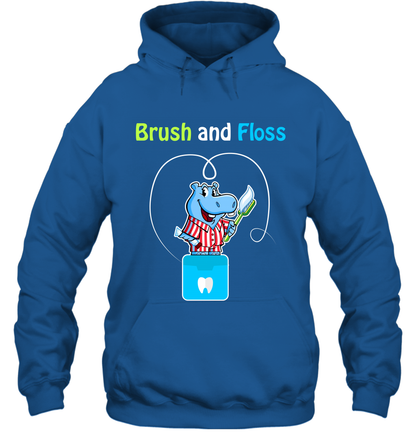 Brush Floss Hippo Shirt Hoodie Hoodie Royal