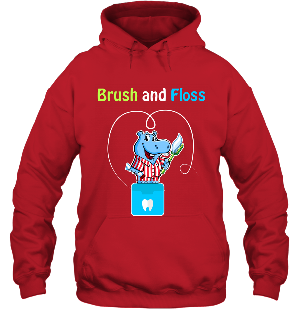 Brush Floss Hippo Shirt Hoodie Hoodie Red