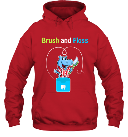 Brush Floss Hippo Shirt Hoodie Hoodie Red