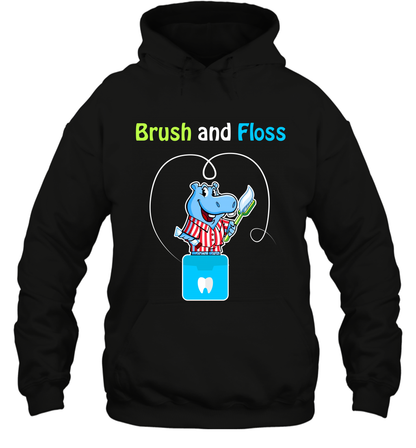Brush Floss Hippo Shirt Hoodie Hoodie Black