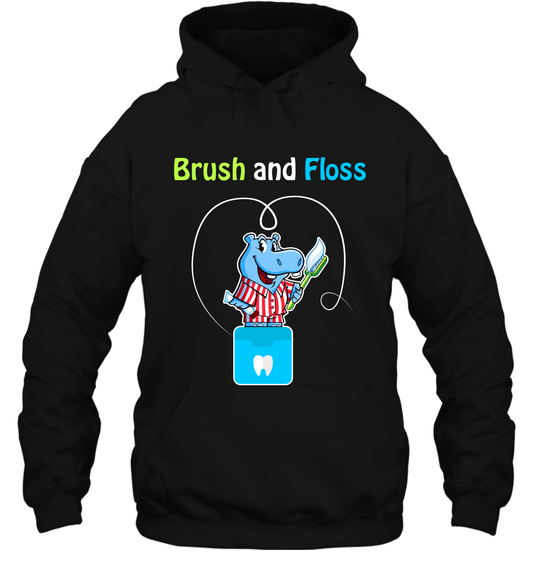Brush Floss Hippo Shirt Hoodie Hoodie Black