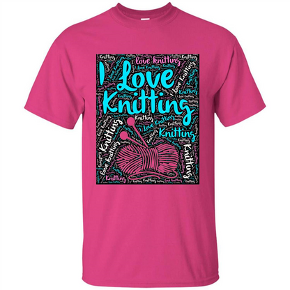 Knitting Wordcloud Knitter T-shirt Love Knitting Heliconia