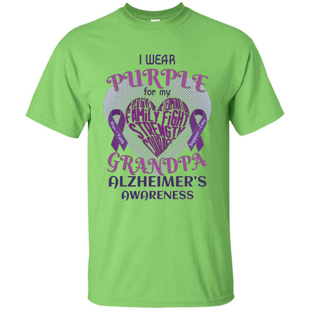 I Wear Purple For My Grandpa Alzheimer's Awareness T-Shirt Lime