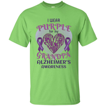 I Wear Purple For My Grandpa Alzheimer's Awareness T-Shirt Lime