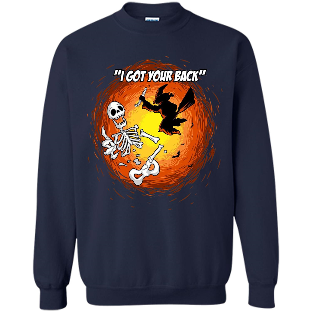 Funny Witch Skeleton Halloween 2017 I Got Your Back T-shirt Navy