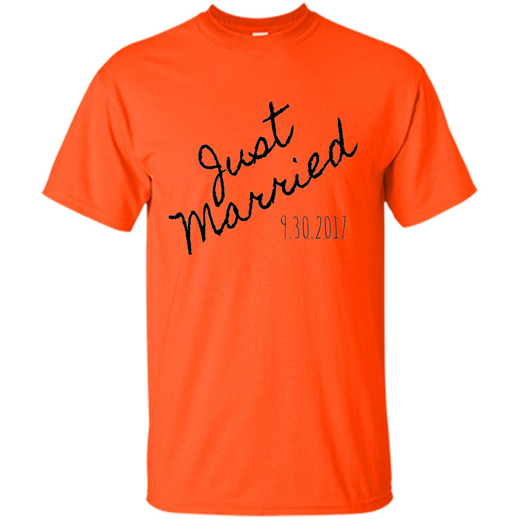 Just Married Honeymoon September 30 2017 Wedding T-Shirt Orange