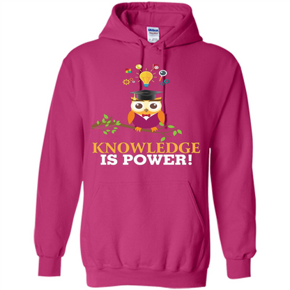 Knowledge is Power T-Shirt Cute Owl Teacher Student T-shirt Heliconia