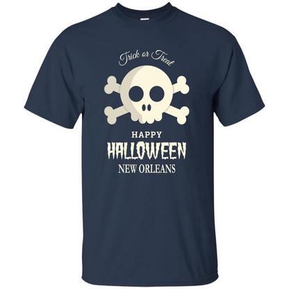 Halloween Trick or Treat Happy Halloween New Orleans T-shirt Navy