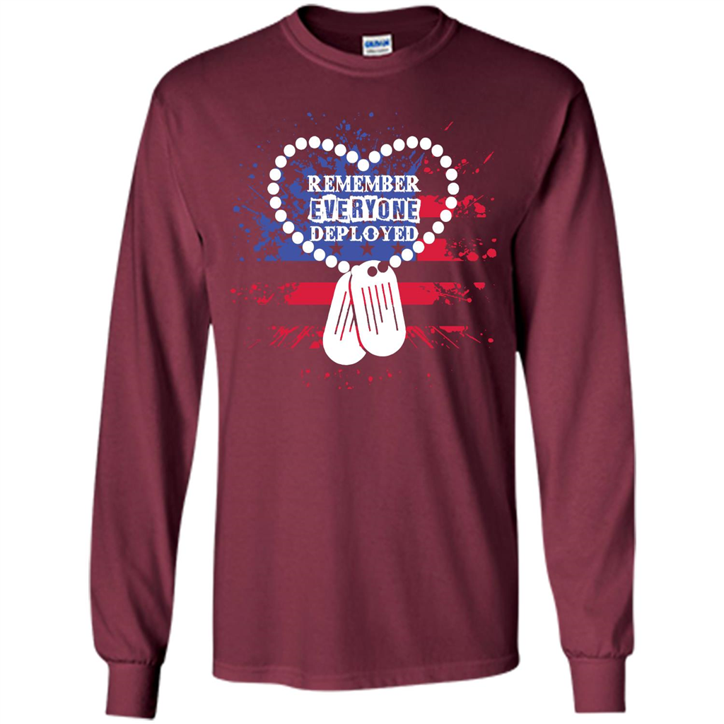 Military T-shirt RED Remember Everyone Deployed Maroon