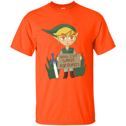 Video Games T-shirt Will Cut Grass For Rupees T-shirt Orange