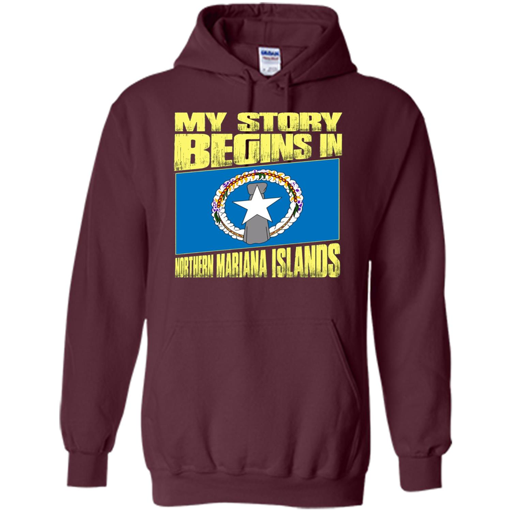 Story Begins In Northern Mariana Islands T-Shirt Maroon