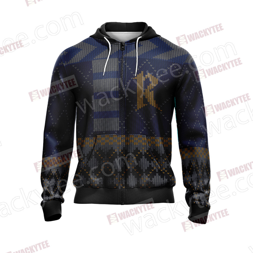 Harry Potter - Ravenclaw House Xmas Style Unisex Zip Up Hoodie