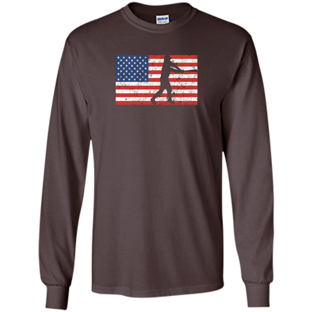 Funny Baseball Player American Flag T-shirt Dark Chocolate
