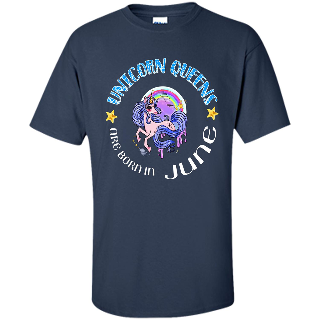 June Unircorn T-shirt Unicorn Queens Are Born June Navy