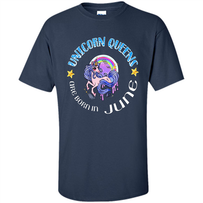 June Unircorn T-shirt Unicorn Queens Are Born June Navy