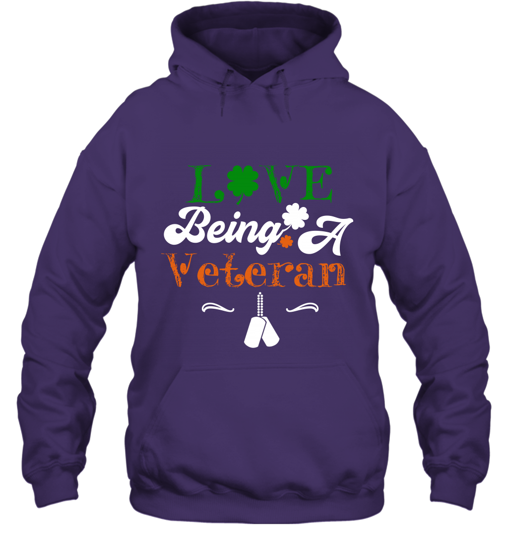 Love Being A Veteran Saint Patricks Day Shirt Hoodie Purple
