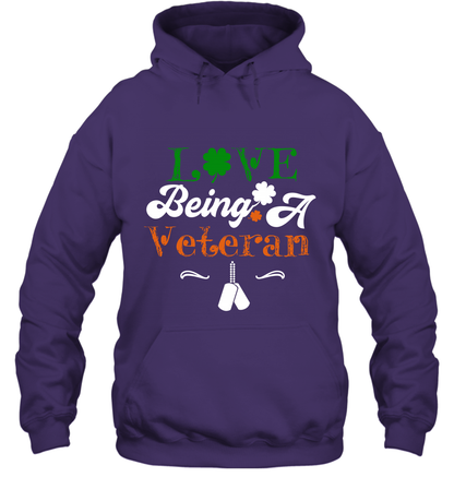 Love Being A Veteran Saint Patricks Day Shirt Hoodie Purple