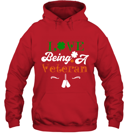 Love Being A Veteran Saint Patricks Day Shirt Hoodie Red