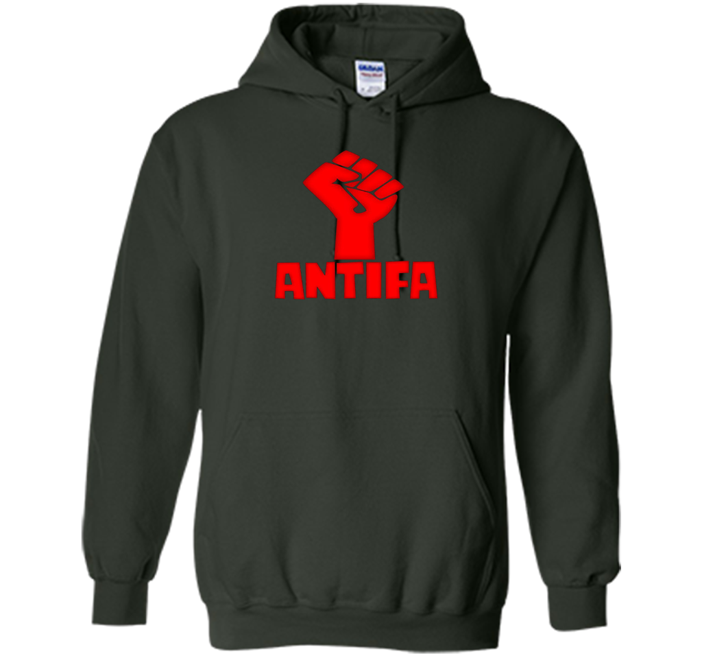AntiFa Fist On Black T-shirt Forest Green