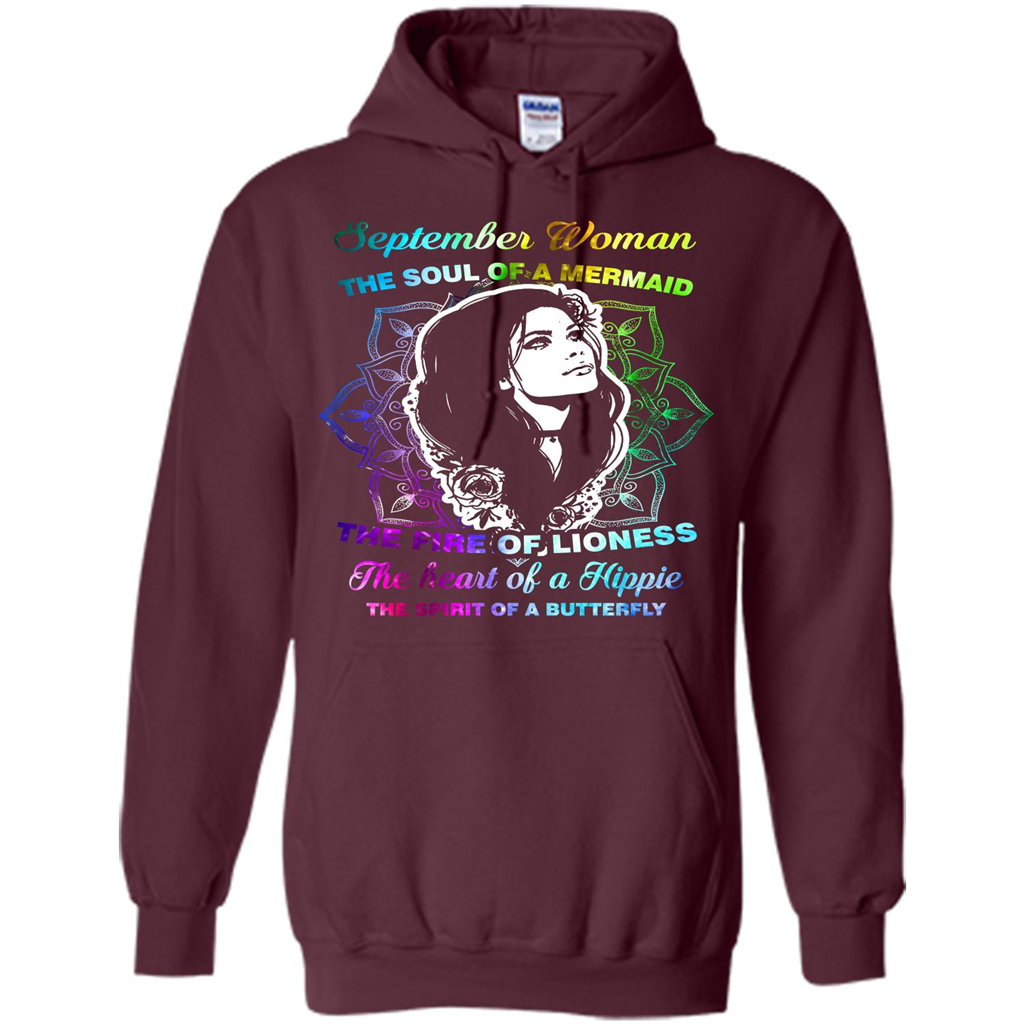 September Woman T-shirt The Heart Of A Hippie Maroon