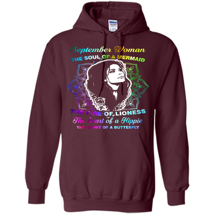 September Woman T-shirt The Heart Of A Hippie Maroon