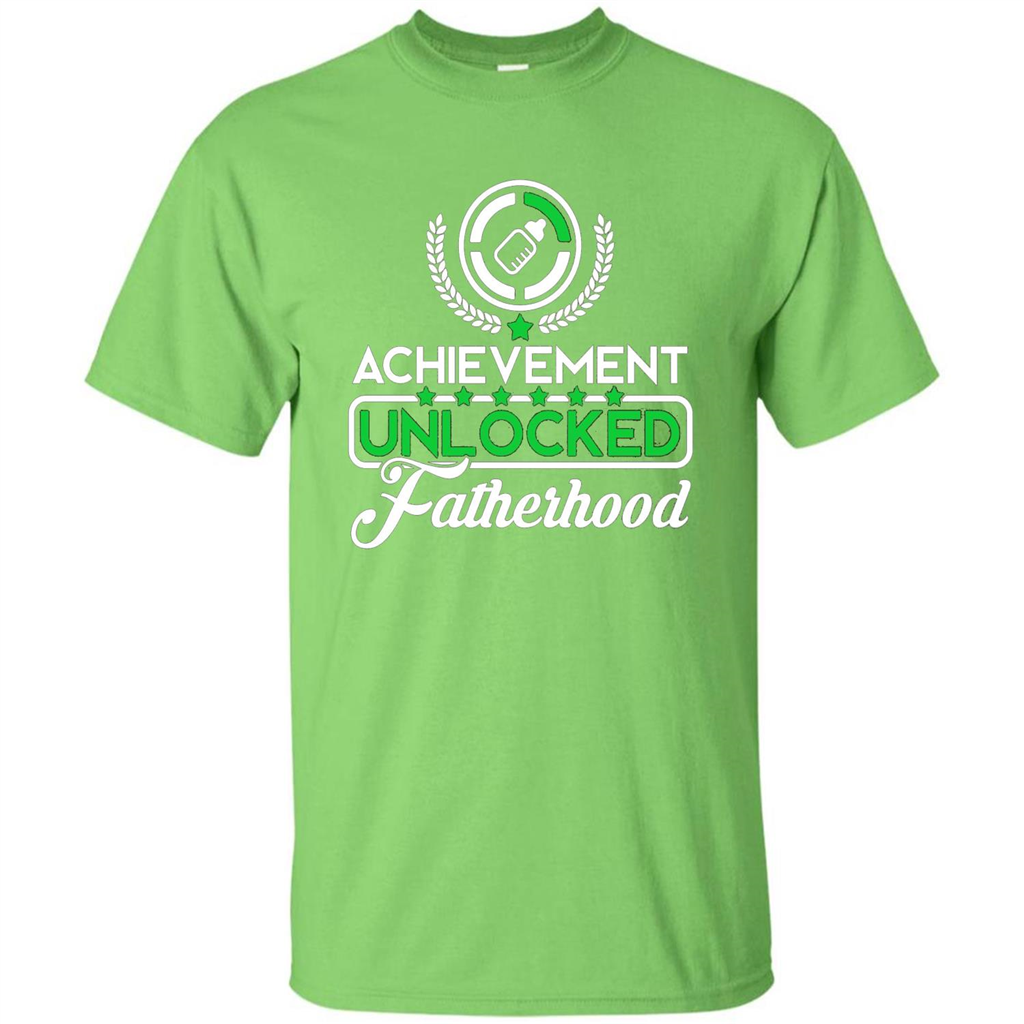 First Father's Day T-shirt Achievement Unlocked Fatherhood Lime