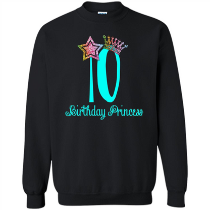 Birthday Princess Tiara T-shirt Tenth Birthday T-Shirt Black