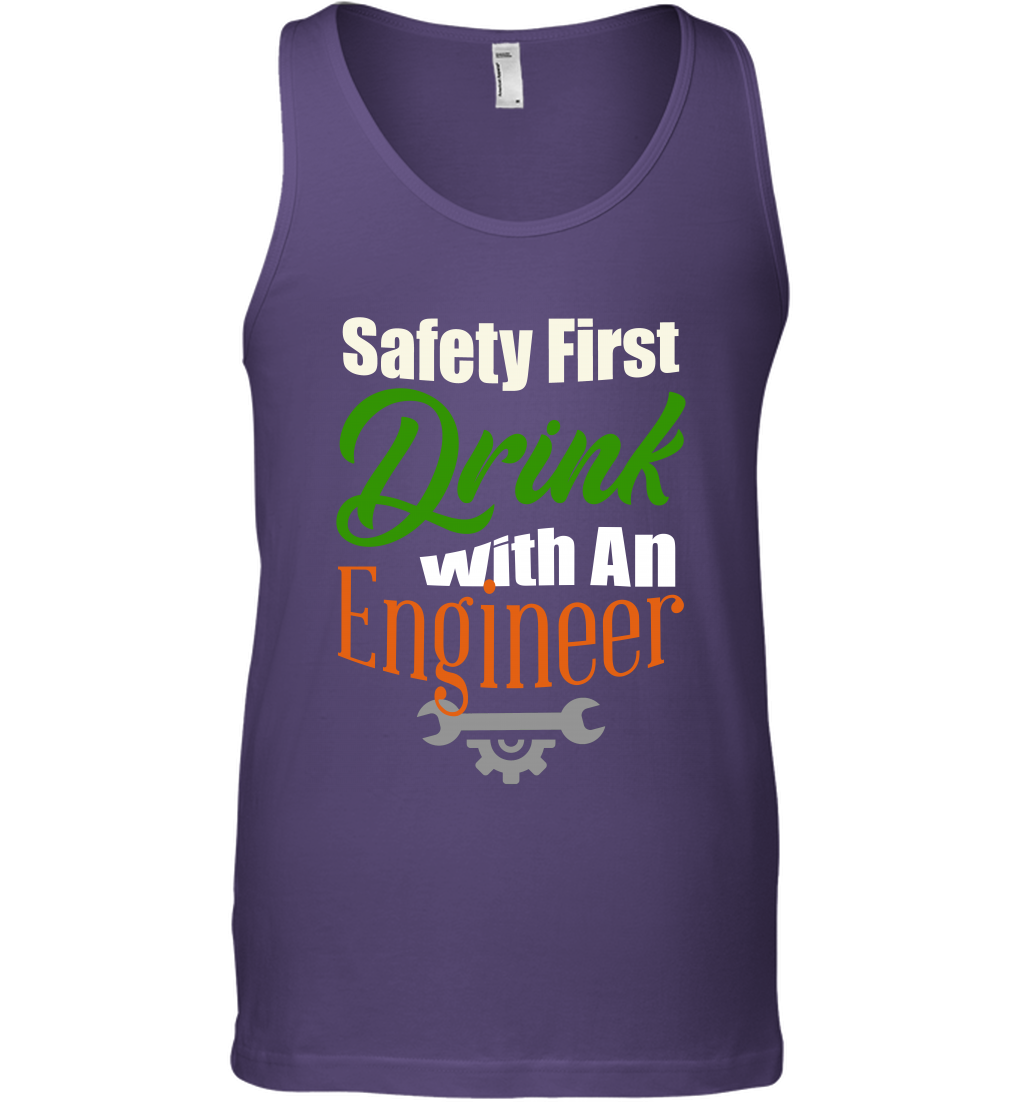 Safety First Drink With A Engineer Saint Patricks Day Shirt Tank Top Purple