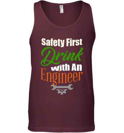 Safety First Drink With A Engineer Saint Patricks Day Shirt Tank Top Maroon