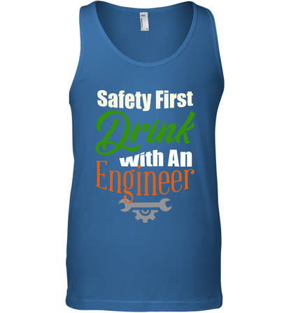Safety First Drink With A Engineer Saint Patricks Day Shirt Tank Top Royal